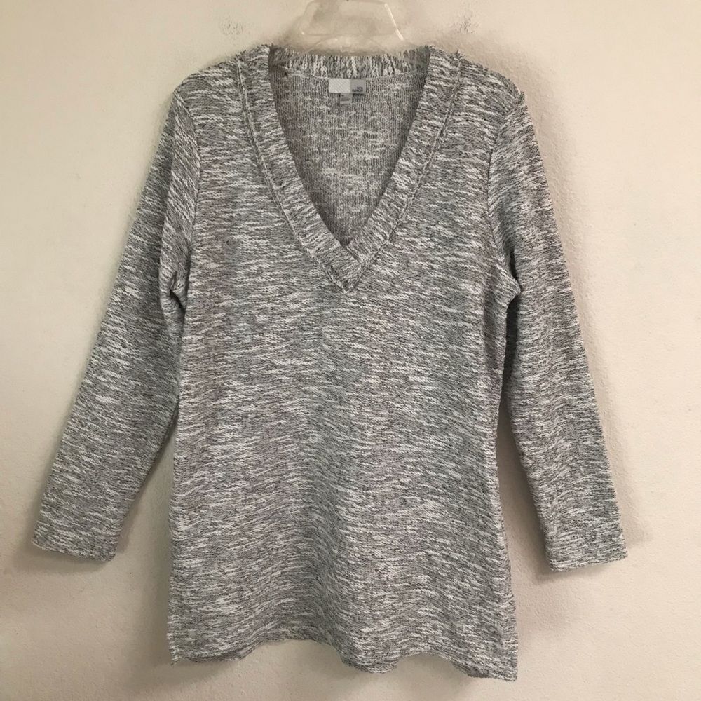 14th & Union gray V-neck tunic sweater XL